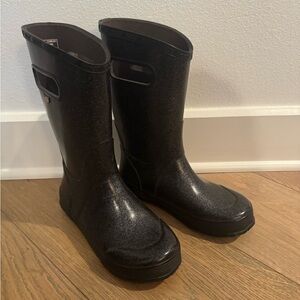 Bogs Shiny Black Kids Rain Boots